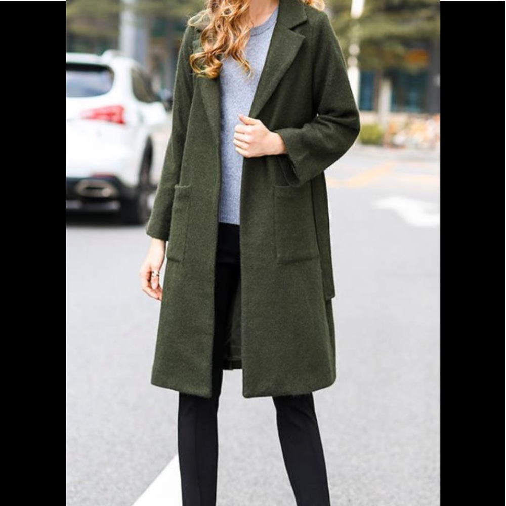 J.Crew Long Open Sweater Jacket in Heather Olive Cotton Cardigan M